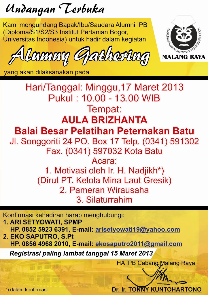 Undangan Alumny Gathering 17 Maret 2013 Haipbmalang